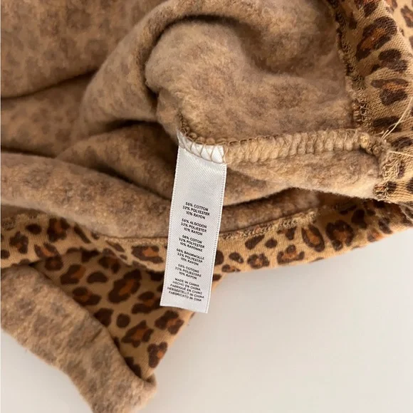 ALTERNATIVE APPAREL MINI LEOPARD ECO FLEECE FUNNEL NECK DRAWSTRING SWEATSHIRT S - Picture 9 of 10